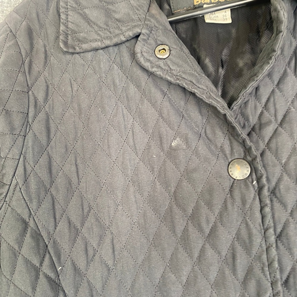 Barbour Womens Black Diamond Quilted Jacket Snap Front Coat Size US 4 UK 8 - Picture 4 of 11